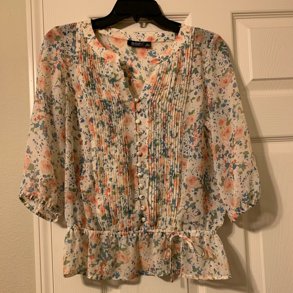 a.n.a sheer floral peplum top